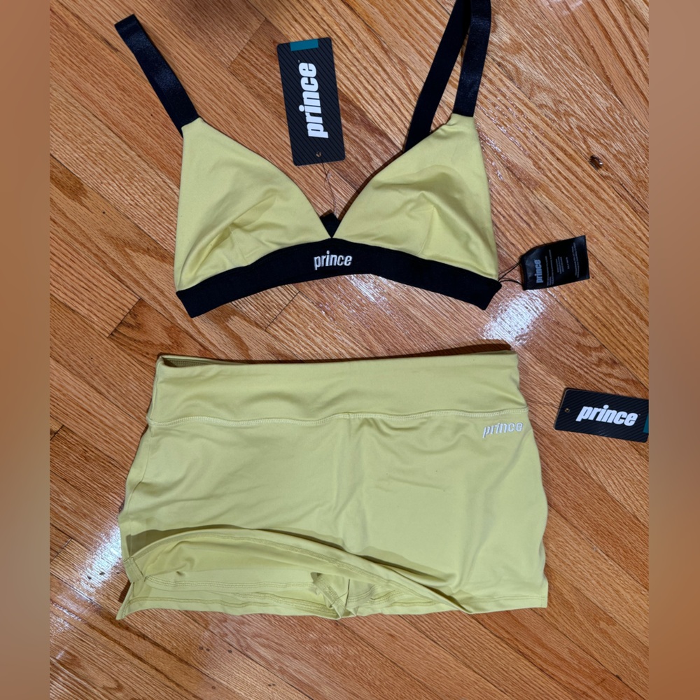 Yellow and black Prince sport top and tennis skirt. Size medium new with tags.